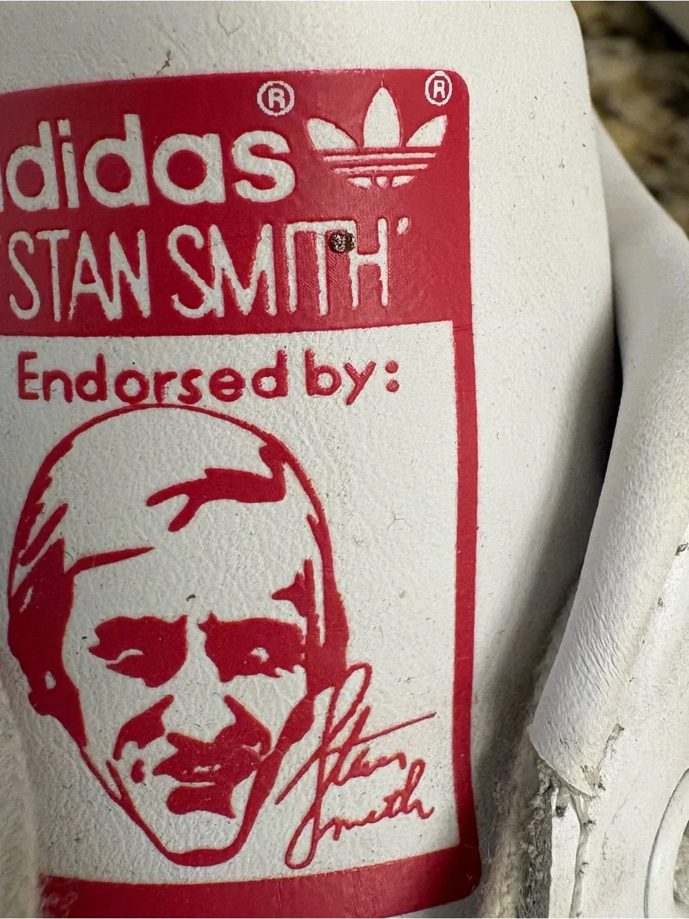 adidas White Sneakers with Red Heel Tab
